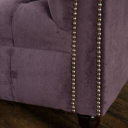 British Handmade Aubergine Textured Velvet 3 Seater Chesterfield Sofa - thumbnail 4