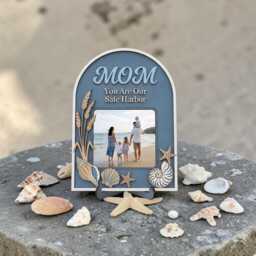 Personalized Mom Picture Frame Nautical Beach Decor Birthday Gift Wooden Photo Holder For Her