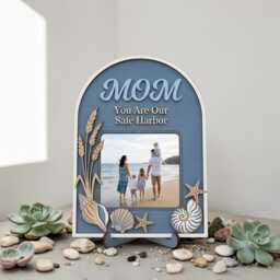 Personalized Mom Picture Frame Nautical Beach Decor Birthday Gift Wooden Photo Holder For Her - thumbnail 4