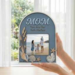 Personalized Mom Picture Frame Nautical Beach Decor Birthday Gift Wooden Photo Holder For Her - thumbnail 2