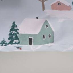 Christmas Blue Winter Ski Village Red Car Trees Cushion Cover 16 - thumbnail 3