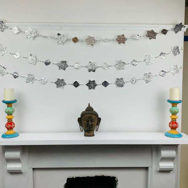 star Snowflake Metal Decoration Hanging - Xmas Boho Festive Party Nomads Wales - image 1