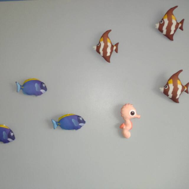 Hand Printed Fish Wall Art, Under The Sea Nursery Decor, Neutral Baby Room - image 1