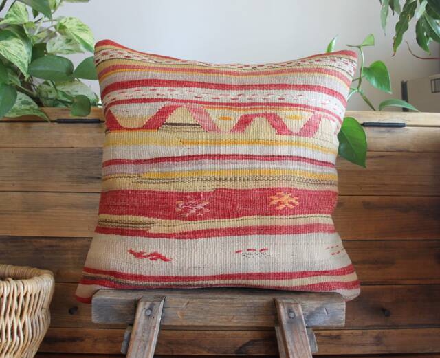 50cm - 20In Vintage Kilim Pillow Cover Handwoven - Large Medium Square Cushion Sofa - image 1