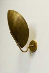 Handmade Antique Brass Shield Wall Sconce - Mid-Century Lighting