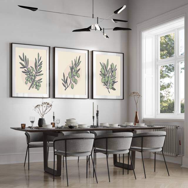 Olive Tree Botanical Print Set Of 3, Eucalyptus Wall Art, Botanical Prints, Bedroom Art, Flower Art 3 Prints, Home Decor, Greenery - image 1