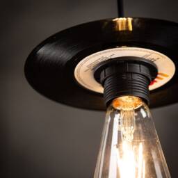 "Retro Vinyl Record Lamp Pendant Set Of 3 - Black - 7"", 10"", 12" - thumbnail 2