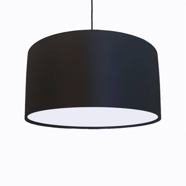 Black Lampshade in Satin With White Lining, Large Plain Ceiling Lightshade - image 1