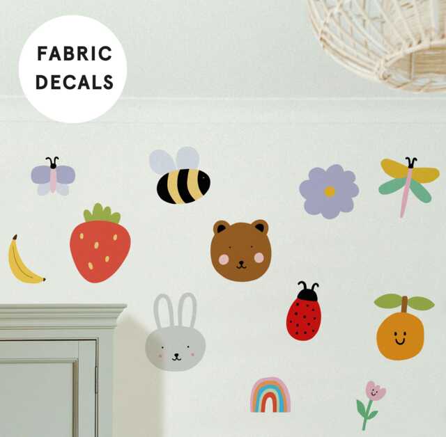 Large Colourful Fabric Wall Stickers For Girls Nursery - Peel & Stick Removable Decals - image 1