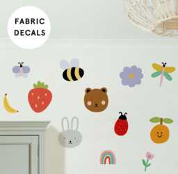 Large Colourful Fabric Wall Stickers For Girls Nursery - Peel & Stick Removable Decals - thumbnail 1