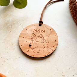 Husky Christmas Bauble Personalised Wooden Pet Ornament - thumbnail 2