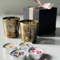 Lattice Tealight Lantern Holder Set Aged Gold, French Style - thumbnail 3
