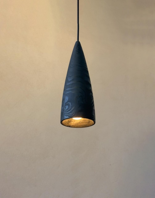 Natural Black Wood Pendant Lighting, Sculpture Ceiling Lamp, Hanging Light, Modern Chandelier, Handmade, Japandi, Minimal Design - image 1