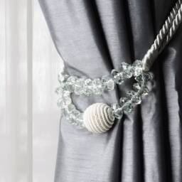 Decopro Beautiful Pair Of Dark Sand Beige, Pearl Bead Rope Holdback With 39 1/2 Inch Spread - Embrace, Set Two Decorative Tiebacks - thumbnail 3