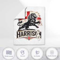 Lion Silhouette Personalised Name England Flag Cot Bed Set Nursery Bedding Football Supporter Present St Georges Cross Boy Room Decor Gift - thumbnail 4