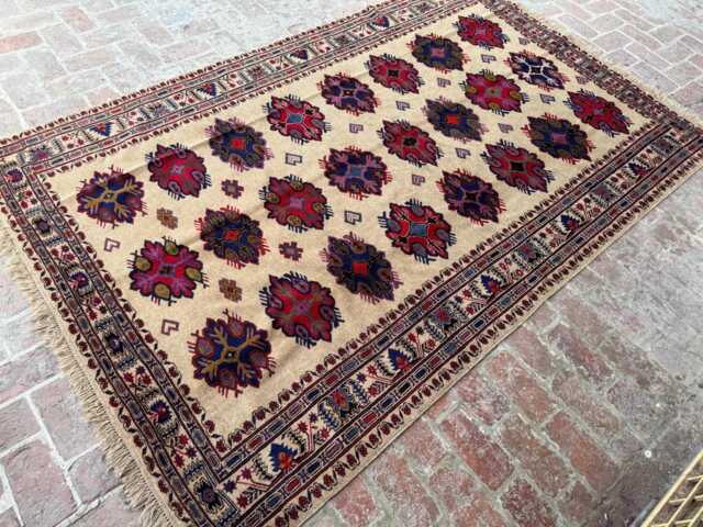 6x10 Handmade Afghan Wool Rug -Blue & Beige Boho Geometric Carpet - Large Authentic Area For Living Room, Bedroom Or Office Gift Ready - image 1