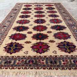 6x10 Handmade Afghan Wool Rug -Blue & Beige Boho Geometric Carpet - Large Authentic Area For Living Room, Bedroom Or Office Gift Ready - thumbnail 2