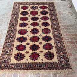 6x10 Handmade Afghan Wool Rug -Blue & Beige Boho Geometric Carpet - Large Authentic Area For Living Room, Bedroom Or Office Gift Ready - thumbnail 3