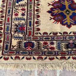 6x10 Handmade Afghan Wool Rug -Blue & Beige Boho Geometric Carpet - Large Authentic Area For Living Room, Bedroom Or Office Gift Ready - thumbnail 4
