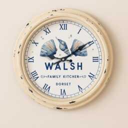 Personalised Shell Wall Clock Custom Name Seashells Seaside Beach Summer House Home Coastal Decor Holiday Beachouse Gift Krc109 - thumbnail 3