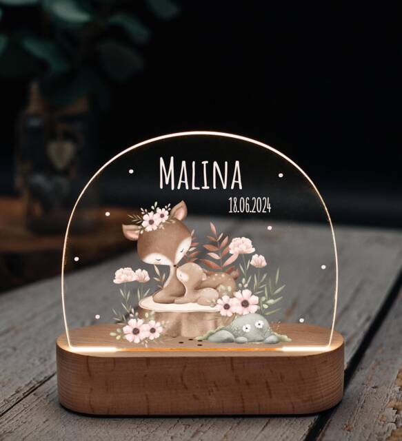 Baptism, Baby Gifts, Girl, Birth Gift Room, Night Light Deer, Baptism Lamp Children's Room - image 1