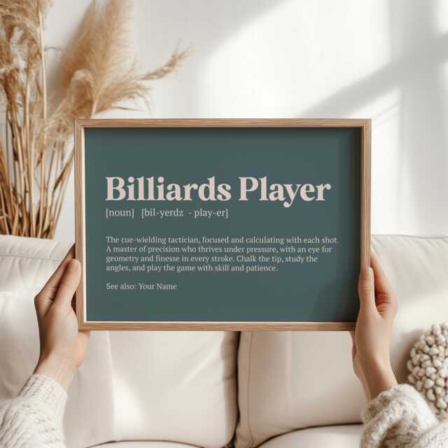 Billiards Player Definition Print - Pool Gift For Him Funny Wall Art Man Cave Decor Cue Sports Lovers - image 1