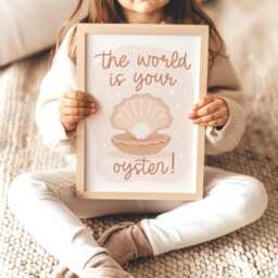 The World Is Your Oyster Print, Unframed Under The Sea Nursery Girl Decor, Quote Ocean - thumbnail 2