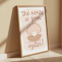 The World Is Your Oyster Print, Unframed Under The Sea Nursery Girl Decor, Quote Ocean - thumbnail 3