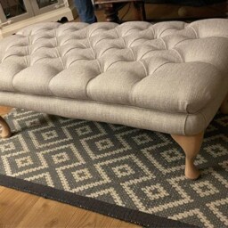 76 cm X Oxford/Chesterfield Deep Buttoned Square Footstool/Coffee Table in Faux Linen..uk Delivery Only - thumbnail 4