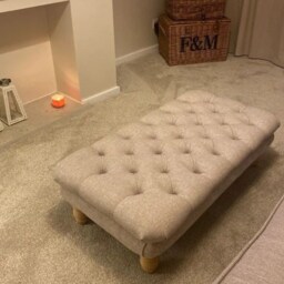 76 cm X Oxford/Chesterfield Deep Buttoned Square Footstool/Coffee Table in Faux Linen..uk Delivery Only - thumbnail 2