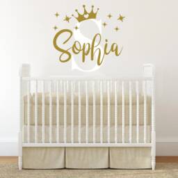 Crown Name Wall Decal Girls Princess Nursery Decor Baby Girl Decals/Room Vinyl Sticker Personalized - thumbnail 2