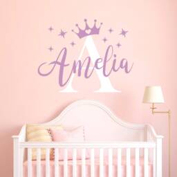 Crown Name Wall Decal Girls Princess Nursery Decor Baby Girl Decals/Room Vinyl Sticker Personalized - thumbnail 3