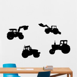 Four Tractors Sticker, Vinyl Wall Art Sticker, Transfer, Mural, Stencil, Easy To Apply, Instructions Included, Matt Finish - thumbnail 1