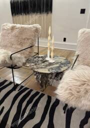 Handmade Calacatta Viola Marble Coffee Table 60cm Round Center Table - thumbnail 1