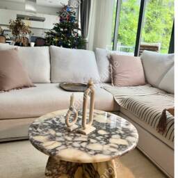 Handmade Calacatta Viola Marble Coffee Table 60cm Round Center Table - thumbnail 3