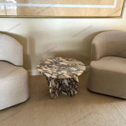 Handmade Calacatta Viola Marble Coffee Table 60cm Round Center Table - thumbnail 2