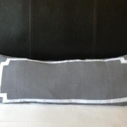 Gray Body Long Accent Decorative Pillow, Lumbar Modern Farmhouse Pillows, Pillows With Trims - thumbnail 3