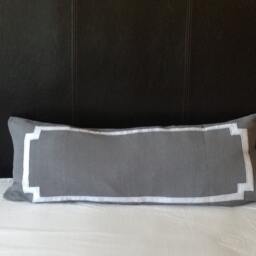 Gray Body Long Accent Decorative Pillow, Lumbar Modern Farmhouse Pillows, Pillows With Trims - thumbnail 2