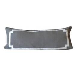 Gray Body Long Accent Decorative Pillow, Lumbar Modern Farmhouse Pillows, Pillows With Trims - thumbnail 1