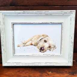Labradoodle Print 17x12cm - White Rustic Frame - Fluffy Dog Wall Art, Gift For Doodle Lovers - thumbnail 2