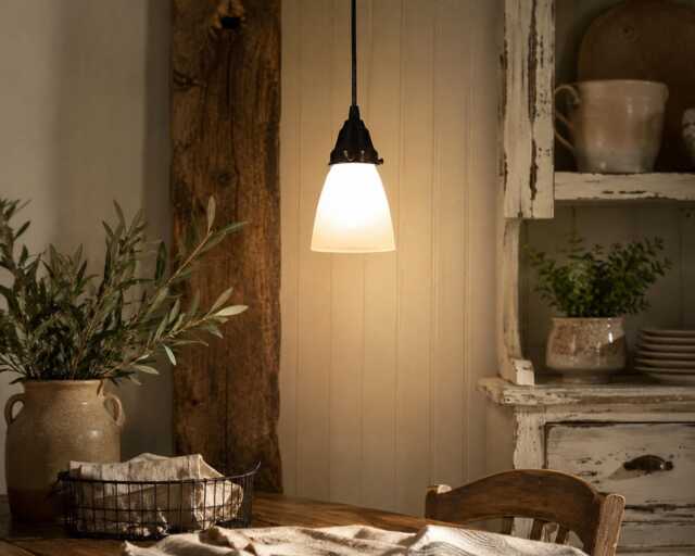Frosted Holophane Pendant Light - image 1