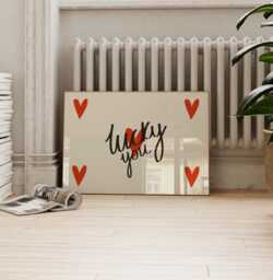 Bedroom Wall Art, Lucky You Poster, Cute Landscape Love Hearts Print, Prints, Playing Cards Horizontal Print - thumbnail 1