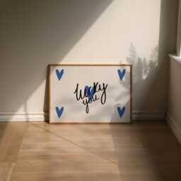 Bedroom Wall Art, Lucky You Poster, Cute Landscape Love Hearts Print, Prints, Playing Cards Horizontal Print - thumbnail 3