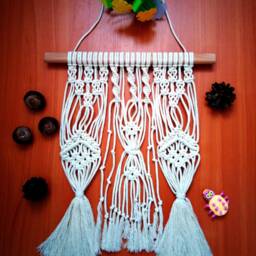 Boho Macrame Wall Hanging Natural White Cotton Modern Tapestry Home Decor Organic Woven Art Hall Decoration - thumbnail 4