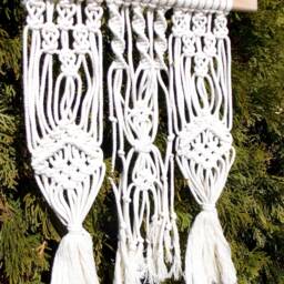 Boho Macrame Wall Hanging Natural White Cotton Modern Tapestry Home Decor Organic Woven Art Hall Decoration - thumbnail 2