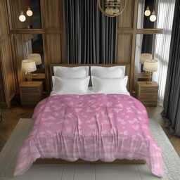 Pastel Pink Floral Comforter, Flower Bedding Gift , Biophilic Home Decor, Monochrome Minimalist For Romantic Sweet Bedroom #117