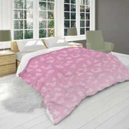 Pastel Pink Floral Comforter, Flower Bedding Gift , Biophilic Home Decor, Monochrome Minimalist For Romantic Sweet Bedroom #117 - thumbnail 2