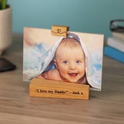 Personalised Oak Photo Holder, Double Sided 6x4 Picture Frame - thumbnail 1