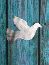 Dove, Wall Hanging Or Yard Stake, Handcrafted, Breast Cancer, Metal, Christian Gifts, Christmas, Dove Of Peace, Hope, Renewal, Healing, Love - thumbnail 1