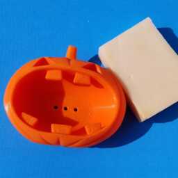 Soap Dish Halloween Jack O' Lantern, 3D Printed in Orange Biodegradable Plastic - thumbnail 4